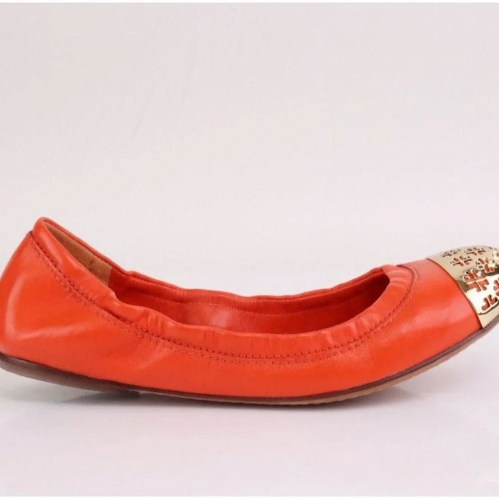 Tory Burch Orange Gold Flats - Picture 8 of 10